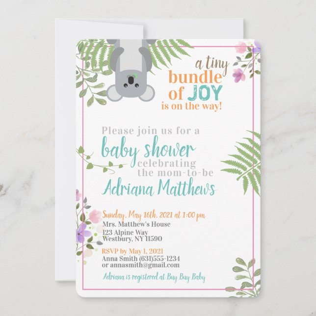 Invitación Pequeño grupo de alegres flores de bosque Baby Sho (Anverso)