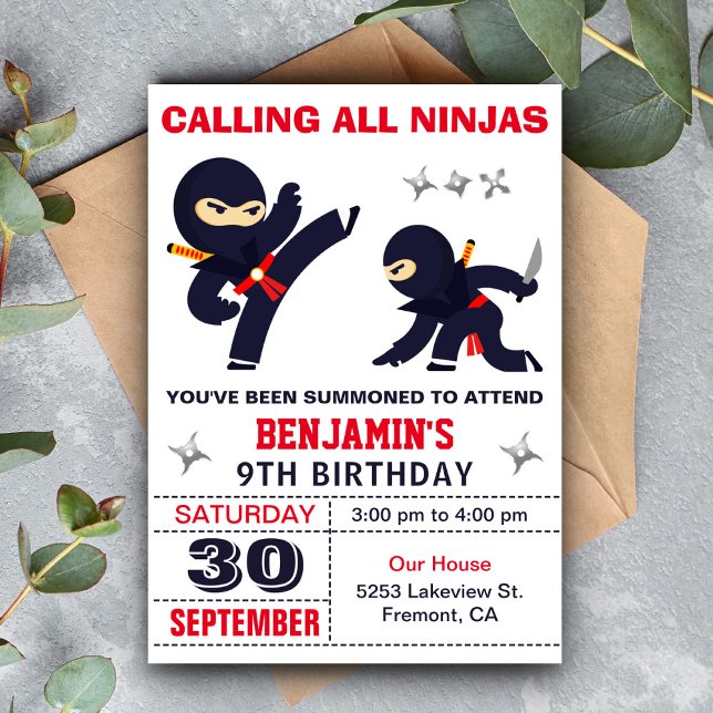 Invitación Pequeño guerrero de Ninja Fiesta de cumpleaños (Subido por el creador)