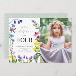 Invitación Pequeño guión de flor silvestre foto de cumpleaños