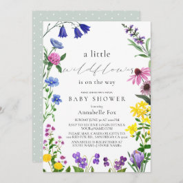 Invitación Pequeño guión de flores silvestres en Baby Shower 