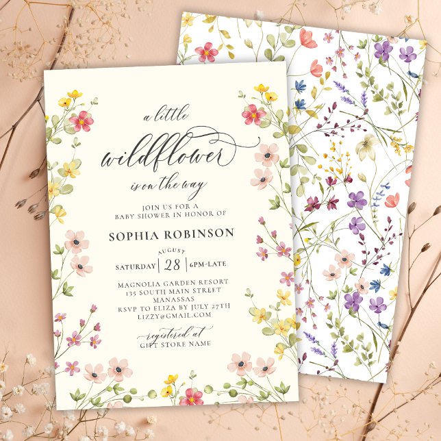 Invitación Pequeño guión de Moda del Boho de Flores Silvestre (Subido por el creador)