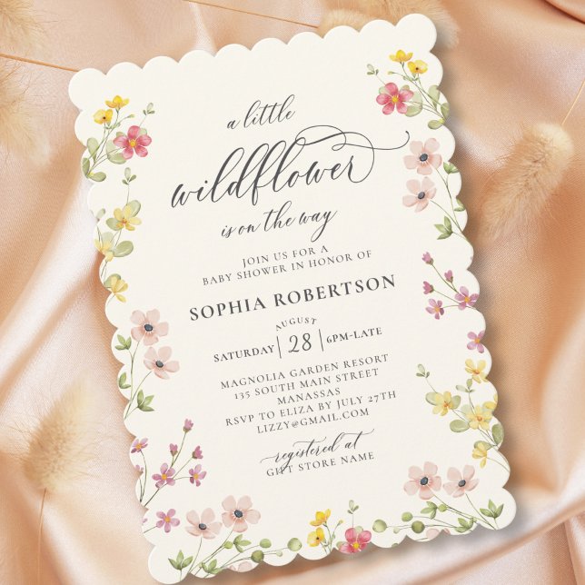 Invitación Pequeño guión de Moda del Boho de Flores Silvestre (Subido por el creador)