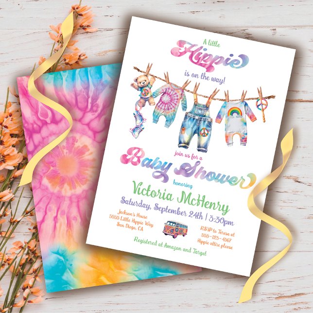 Invitación Pequeño hippie tinte de tela de tinta Baby Shower (Subido por el creador)