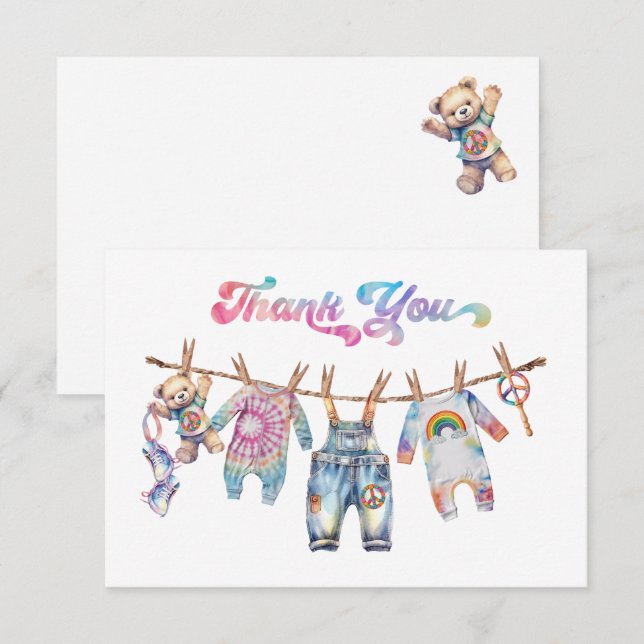 Invitación Pequeño hippie tinte de tinta Clothesline Gracias  (Anverso / Reverso)