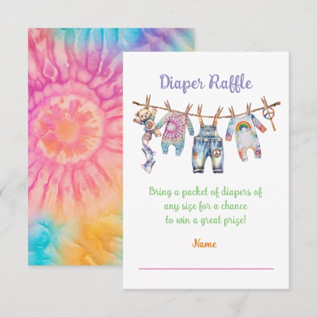 Invitación Pequeño hippie tinte de tinte de tela Diaper Raffl (Anverso / Reverso)