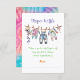 Invitación Pequeño hippie tinte de tinte de tela Diaper Raffl