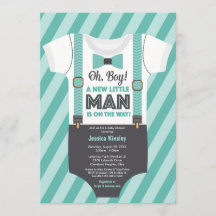 Pequeño hombre Baby Shower, gris Verde azulado tur