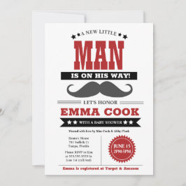 Invitación Pequeño hombre bigote Bash Boy Baby Shower