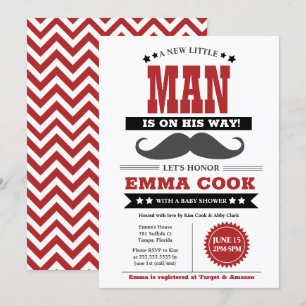 Invitación Pequeño hombre bigote Bash Boy Baby Shower