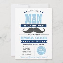 Invitación Pequeño hombre bigote Bash Boy Baby Shower