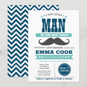 Invitación Pequeño hombre bigote Bash Boy Baby Shower