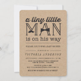 Invitación Pequeño hombre bigote Bow Tie Kraft Boy Baby Showe