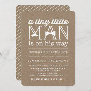 Invitación Pequeño hombre bigote Bow Tie Rustic Boy Baby Show