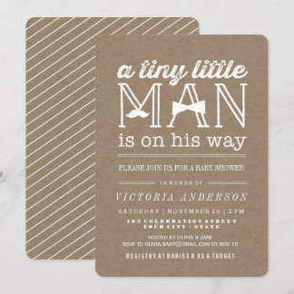 Invitación Pequeño hombre bigote Bow Tie Rustic Boy Baby Show