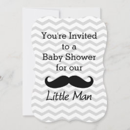 Invitación Pequeño hombre bigote Chevron Cute Bote Baby Showe