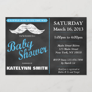 Invitación Pequeño hombre bigote invitado en Baby Shower