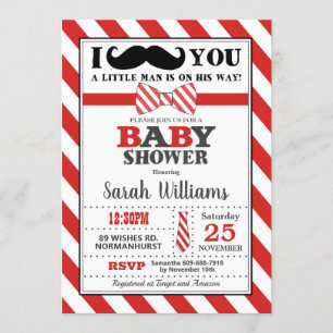 Invitación Pequeño hombre bigote niño Baby Shower bebé