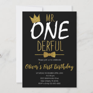 Invitación Pequeño Hombre, Cumpleaños Mr.Onederful, 1er Cumpl