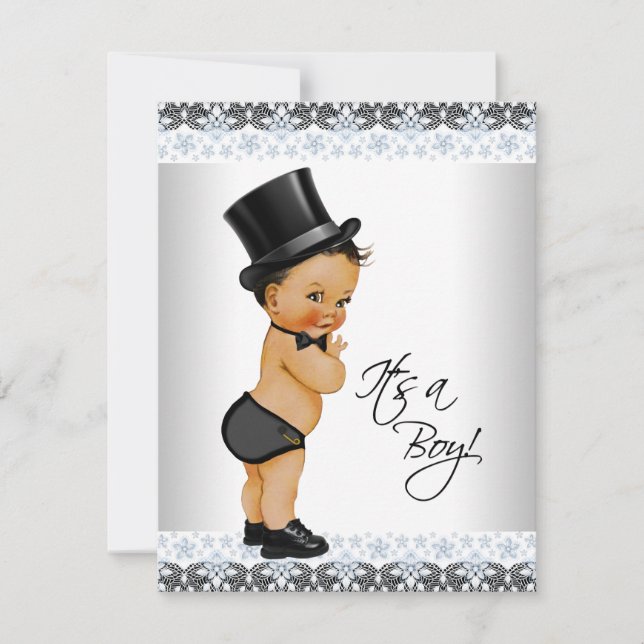 Invitación Pequeño hombre de la etnia bebé niño ducha (Anverso)