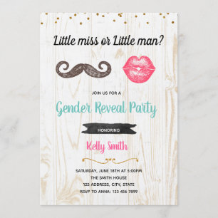 Invitación Pequeño hombre o niñita perdida género revelar inv