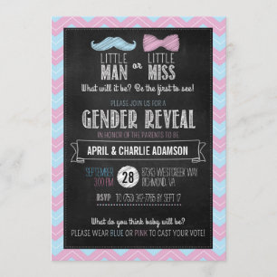 Invitación ¿Pequeño hombre o pequeña señorita? Revelación de 