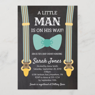 Invitación Pequeño hombre suspende a Baby Shower Boy Baby Sho