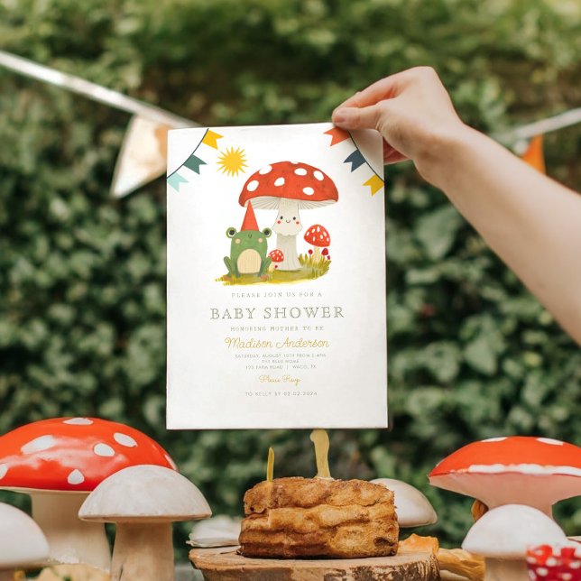 Invitación Pequeño hongo con Frog Woodland Baby Shower (Subido por el creador)