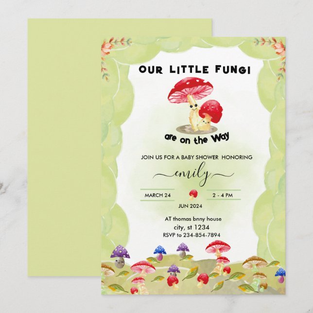 Invitación pequeño hongos hongos hongos hongos hongos género  (Anverso / Reverso)