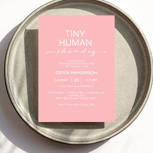 Invitación Pequeño humano rosado minimalista Shindig Baby Sho