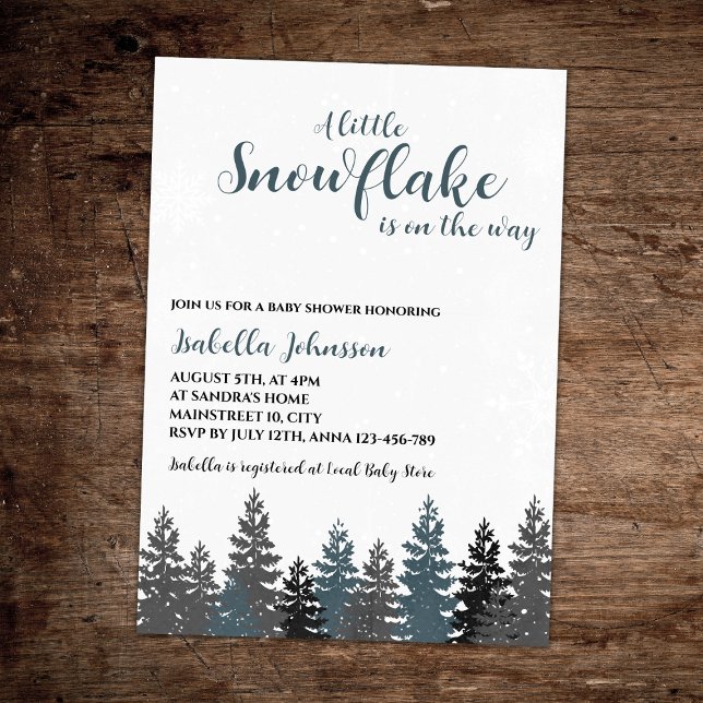 Invitación Pequeño invierno copo de nieve Baby Shower Wonderl (little snowflake on the way winter wonderland  baby shower invitation gender neutral)
