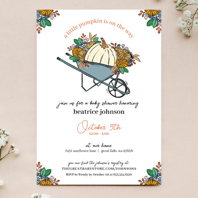 Invitación Pequeño Jardín de Campo de Calabaza Baby Shower (Subido por el creador)