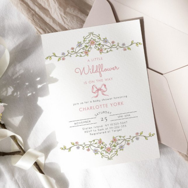 Invitación Pequeño jardín de flores silvestres ducha de bebé (Subido por el creador)