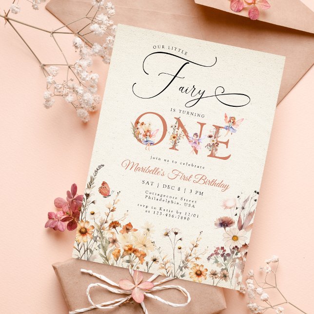 Invitación Pequeño Jardín Floral de Hadas Primer Cumpleaños (Subido por el creador)