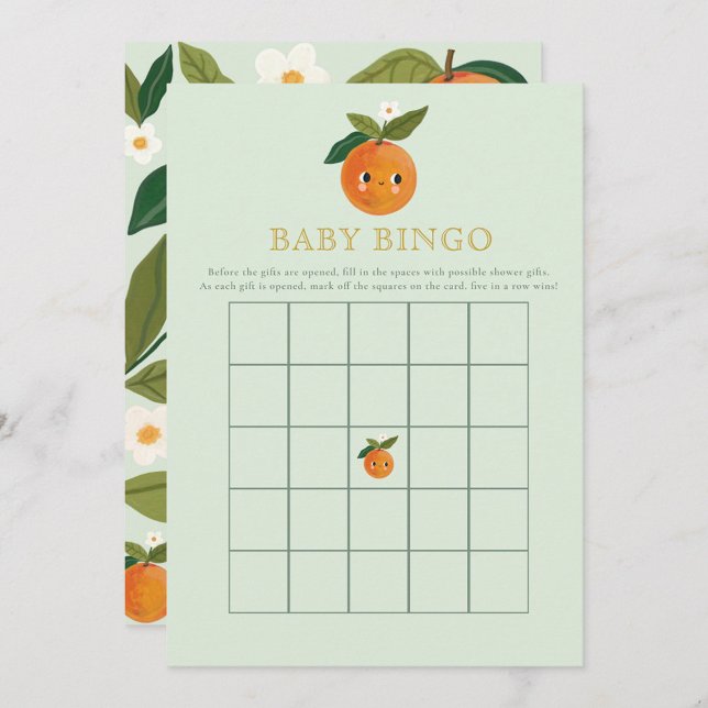 Invitación Pequeño juego de Baby Shower naranja lindo Bingo (Subido por el creador)