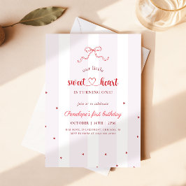 Invitación Pequeño lazo de cinta roja de corazón dulce primer