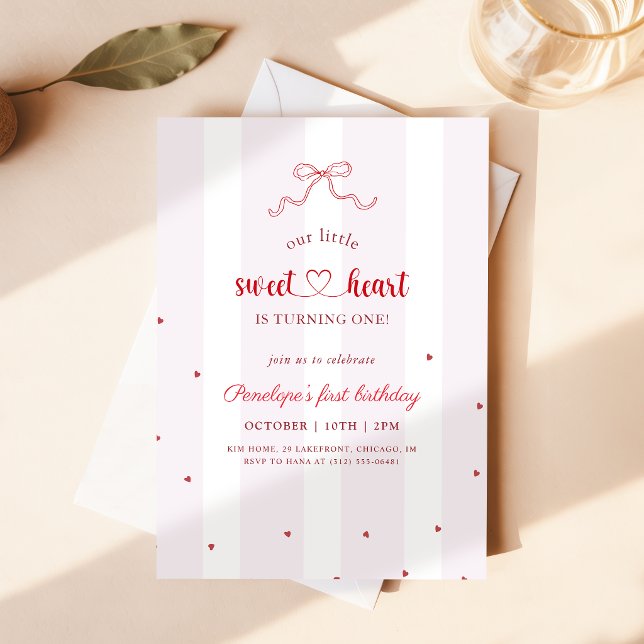 Invitación Pequeño lazo de cinta roja de corazón dulce primer (Subido por el creador)