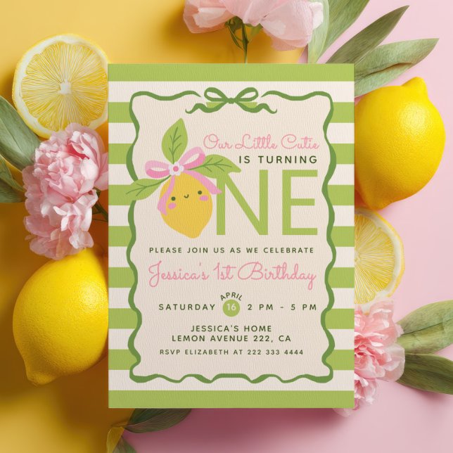 Invitación Pequeño Lemon Fruit Cutie Verde Fiesta de Cumpleañ (Subido por el creador)