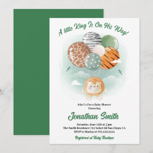 Invitación pequeño León de Safari Acuarela Baby Shower