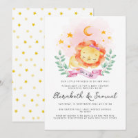 Pequeño león es un Baby Shower rosa color de agua 