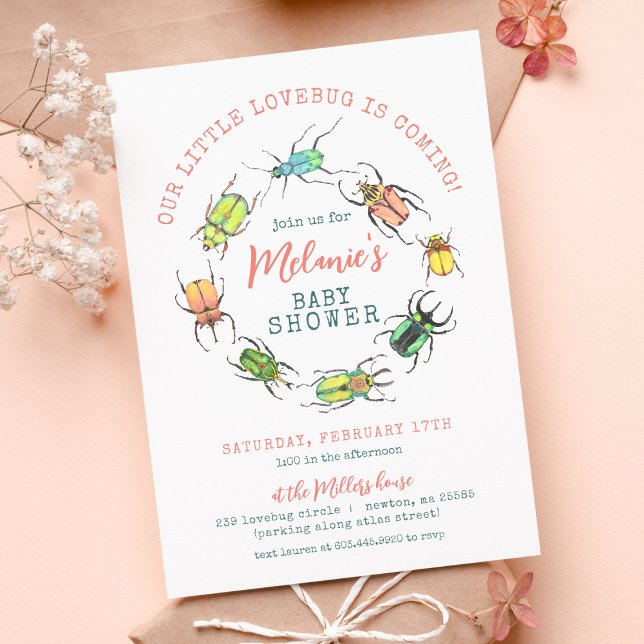 Invitación Pequeño Lovebug Chica Baby Shower (Subido por el creador)
