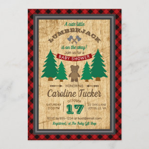 Invitación Pequeño Lumberjack Buffalo revestido Baby Shower