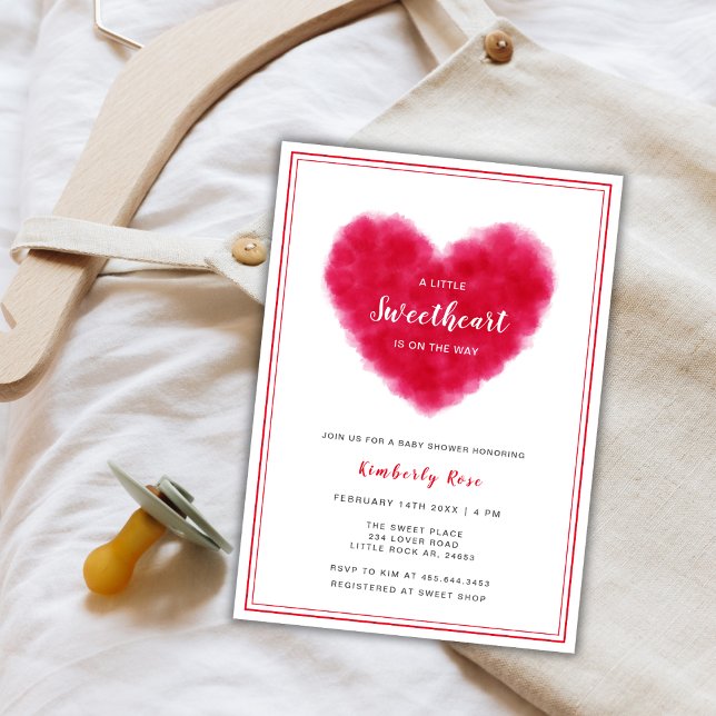 Invitación Pequeño marco de San Valentín Baby Shower (Little Sweetheart Frame Valentines Baby Shower Invitation)