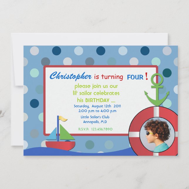 Invitación Pequeño marinero - El cumpleaños invita (Anverso)
