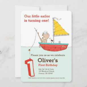 Invitación Pequeño marinero náutico de primer cumpleaños