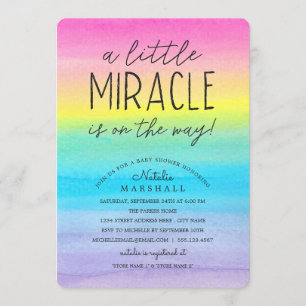 Invitación Pequeño milagro Baby Shower de arcoiris acuático