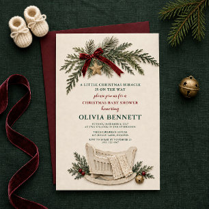 Invitación Pequeño Milagro de Navidad Baby Shower Rústico