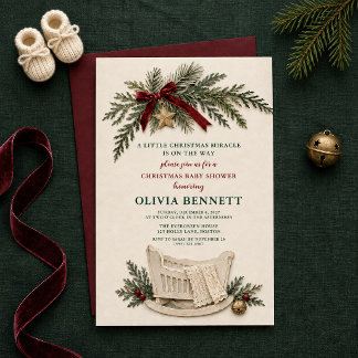 Invitación Pequeño Milagro de Navidad Baby Shower Rústico