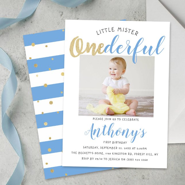 Invitación Pequeño Mister Maravillosa Foto Primer Cumpleaños (Subido por el creador)