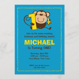 Invitación Pequeño mono - Primer cumpleaños - Personalizados