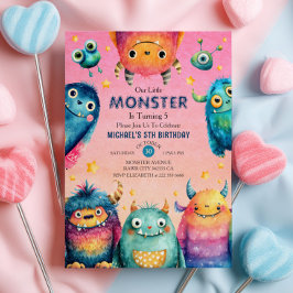 Invitación Pequeño Monster Mash Whimsical Niños Fiesta de cum